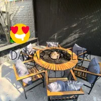 میز آتشدان چوب و فلز ویلایی (باغی)