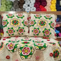 کوسن و شال مبل قلاب بافی