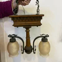 لوستر چوبی دوشاخه زیبا و شیک