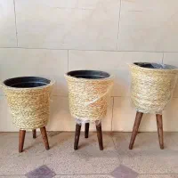 پایه گلدان حصیری لوکس مناسب دکور مدرن و سنتی|گل و گیاه طبیعی|همدان, |دیوار