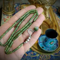 تسبیح 33 دانه یشم اصیل و طبیعی تراش لوله ای
