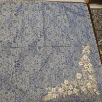 رومیزی ترمه زمینه سرمه ای آبی