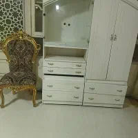 کمد ویترین دار شش کشوی جوب گردو