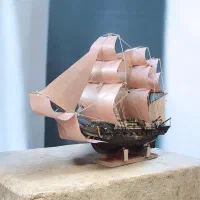 ماکت کشتی چوبی قدیمی اصل دکوری