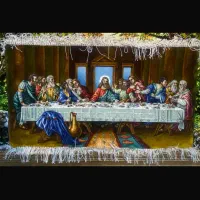 تابلو فرش دست باف چله ابریشم شام اخر