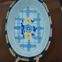 ظرف چینی گلدار وسبددار ومیوه خوری گلدار