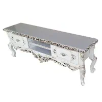 زیر تلوزیونی چوبی سفید تاج دار