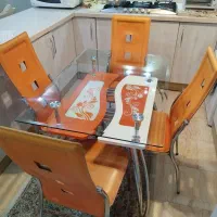 میز و صندلی شیشه ای ناهار خوری چهار نفری|میز و صندلی غذاخوری|تهران, سازمان برنامه جنوبی|دیوار