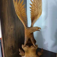 مجسمه عقاب چوبی ۹۰ سانتی از چوب یک تکه