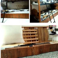 تخت دو طبقه چوبی سالم و شیک مناسب اتاق های کوچک|تخت و سرویس خواب|شاهرود, |دیوار