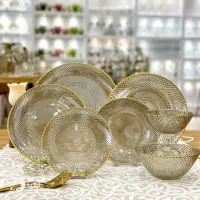 سرویس 33پارچه پیکسل لب طلا شامپاینی برند نوری تازه