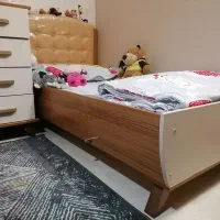 تخت نوجوان چوبی با روکش ملامینه با تشک طبی|تخت و صندلی بچه|یزد, |دیوار