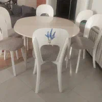 میز بیضی  ۶ نفره  متحرک و ۶ عدد صندلی قشنگ و سالم|میز و صندلی غذاخوری|نور, |دیوار