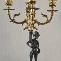 شمعدان و ساعت برنزی ایتالیایی