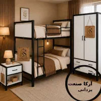 تخت خواب فلزی دوطبقه مدل آریکا تشک منفصل(آرکاصنعت)