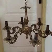 لوستر برنجه قدیمی بسیار زیبا ۶شاخه