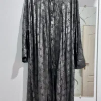 مانتو طوسی مشکی فری سایز اکلیلی