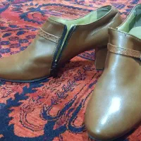 نیم بوت زنانه چرم عسلی