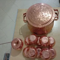 قابلمه مس با کاسه ماست خوری و قندان