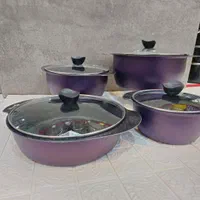 سرویس قابلمه و تابه 8 پارچه فیلون طرح چدن گرانیت|ظروف پختوپز|قم, ولیعصر|دیوار