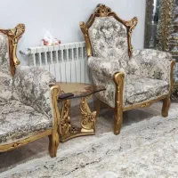 مبل سلطنتی 9نفره چوب گردو به همراه سه عسلی|مبلمان خانگی و میز عسلی|کرمانشاه, |دیوار