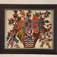 تابلو فرش کرک گل ابریشم