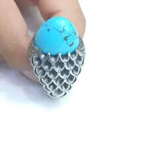 انگشتر نقره رکاب دست ساز فیروزه