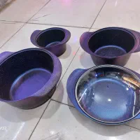 سرویس چدن ۴تیکه ابی کهکشانی|ظروف پخت‌وپز|مشهد, ایثارگران|دیوار