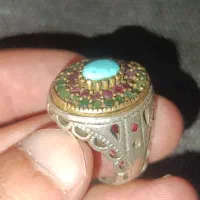 انگشتر نقره فیروزه و یاقوت|جواهرات|آران و بیدگل, |دیوار