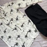 ست شومیز خارجی شیشه ای با شلوار مشکی