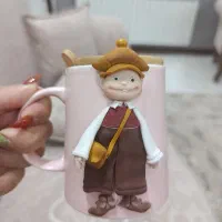 ماگ عروسکی درب دار با قاشق نو