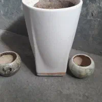 گلدان سفالی و پلاستیکی