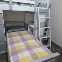 تخت دو طبقه بزرگسال همراه چهارکشو و باکس اطراف