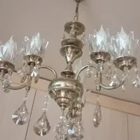 لوستر سه شاخه یک جفت ،شش شعله،برنز،برنج|لوستر و چراغ آویز|تبریز, |دیوار