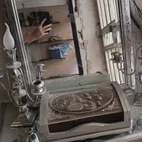 آیینه و شمعدان و جا قرآن سالم وتمیز