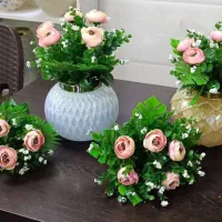 گلدان بلوری تزیینی با گل مصنوعی|گل مصنوعی|سیرجان, |دیوار