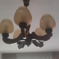 لوستر پنچ شاخه چوبی