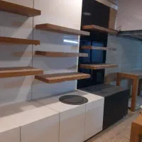 قفسه کتاب و ویترین و میز|کتابخانه، شلف، قفسههای دیواری|احمدآبادمستوفی, |دیوار