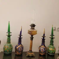 چراغ لمپا دو فیتیله تنگ نیزه ای قدیمی عتیقه