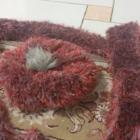 شال گردن و کلاه دست باف نو