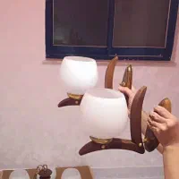 فروش لوستر چوبی ۵ شعله و دیوارکوب|لوستر و چراغ آویز|رشت, پارک شهر|دیوار
