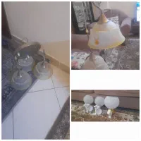 لوستر سه شاخه نامنظم و سه عدد دیوار کوب