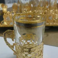 ست چایخوری فلزی طلایی|ظروف سرو و پذیرایی|قم, پامنار|دیوار