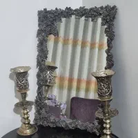 آینه و شمعدان با کنسول دیواری برنز