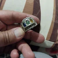 انگشتر۳نگین جواهر اصل زمرد کلمبیا،یاقوت زرد وکبود|جواهرات|بیرجند, |دیوار