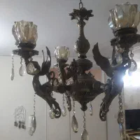 لوستر چهار شاخه طرح فرشته برنزی|لوستر و چراغ آویز|مشهد, جلالیه|دیوار