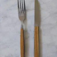 ۳ دست کارد و چنگال چوبی