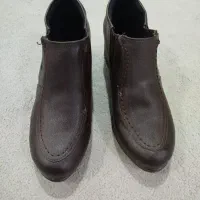 کفش پاشنه بلند چرمی قهوه سوخته زنانه معلمی