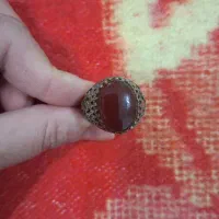 انگشتر قهواه ی رسمی بزرگ مردانه برنج درحد نو