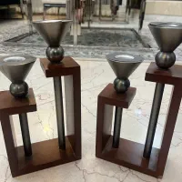 ست چوبی- نقره ای شمعدان- سطل- جای دستمال   انتیک|ظروف سرو و پذیرایی|تهران, گیشا|دیوار